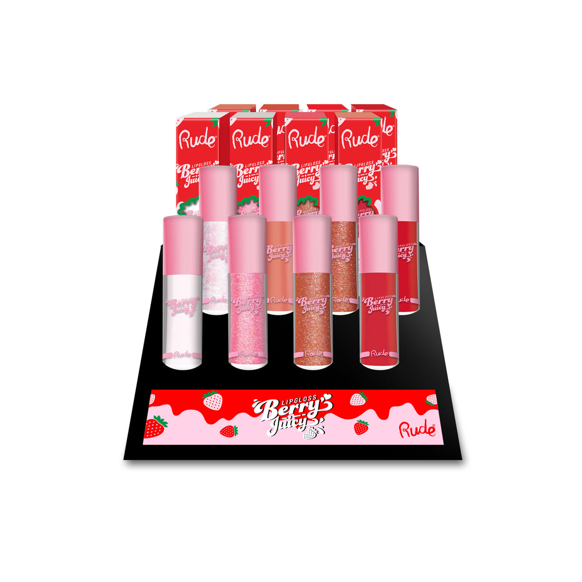 RUDE Berry Juicy Lip Gloss Display Set