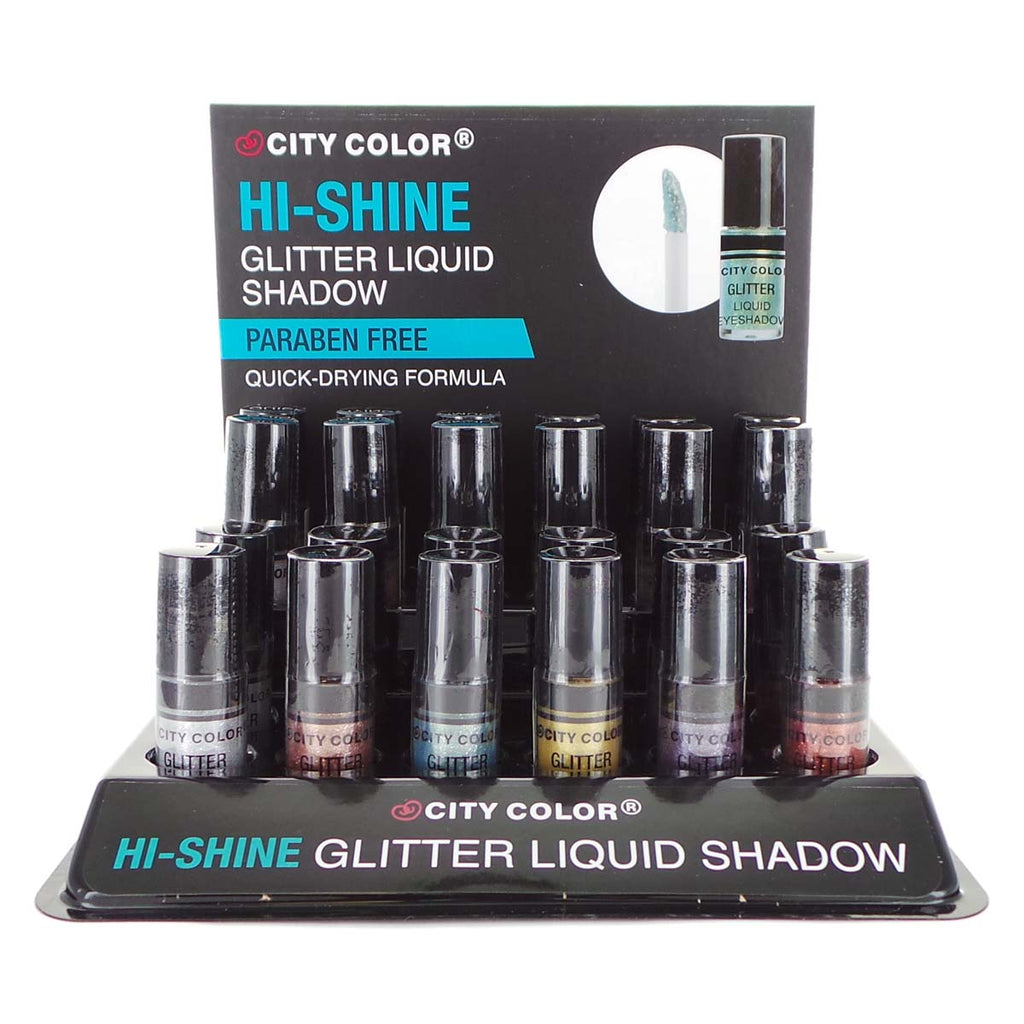 CITY COLOR Hi-Shine Glitter Liquid Shadow Display Set, 24 pieces