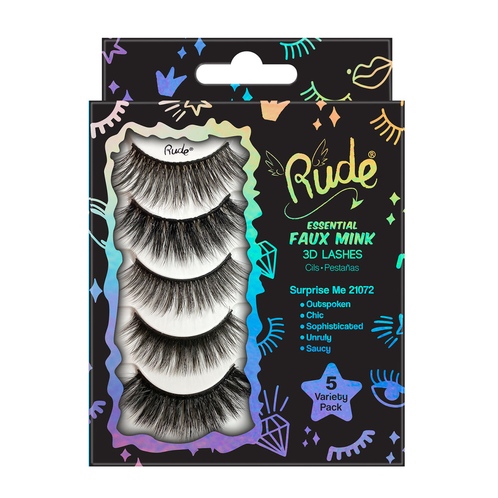RUDE Essential Faux Mink 3D Lashes 5 Variety Pack - Surprise Me