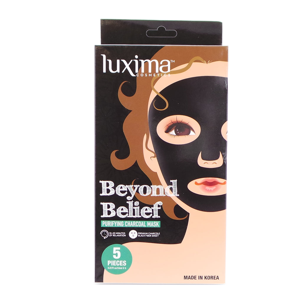 LUXIMA Beyond Belief Purifying Charcoal Mask, Pack of 5