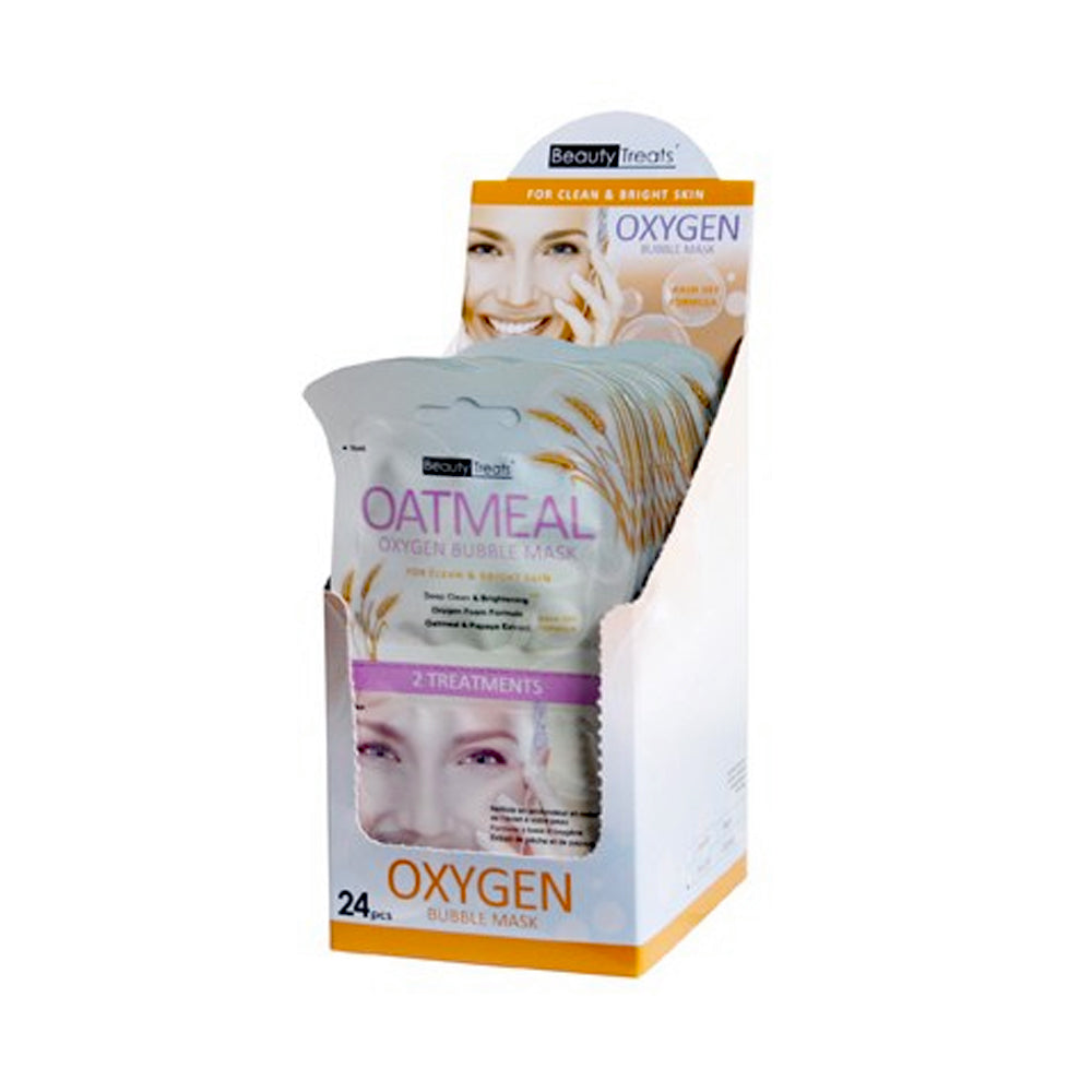 BEAUTY TREATS Oatmeal Oxygen Bubble Mask Display Set, 24 Pieces