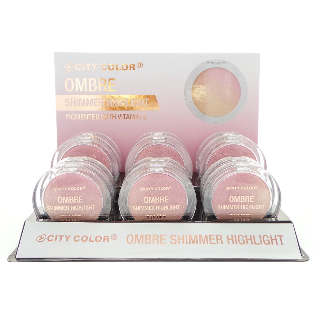 CITY COLOR Shimmer Ombre Highlight - Pink Opal Display Set, 12 Pieces