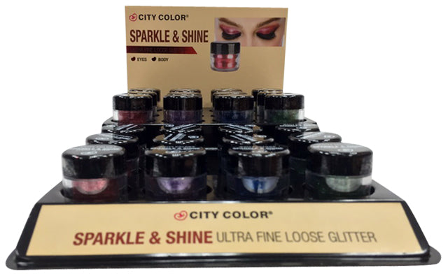 CITY COLOR Sparkle & Shine Loose Glitter Display Case Set 24 Pieces