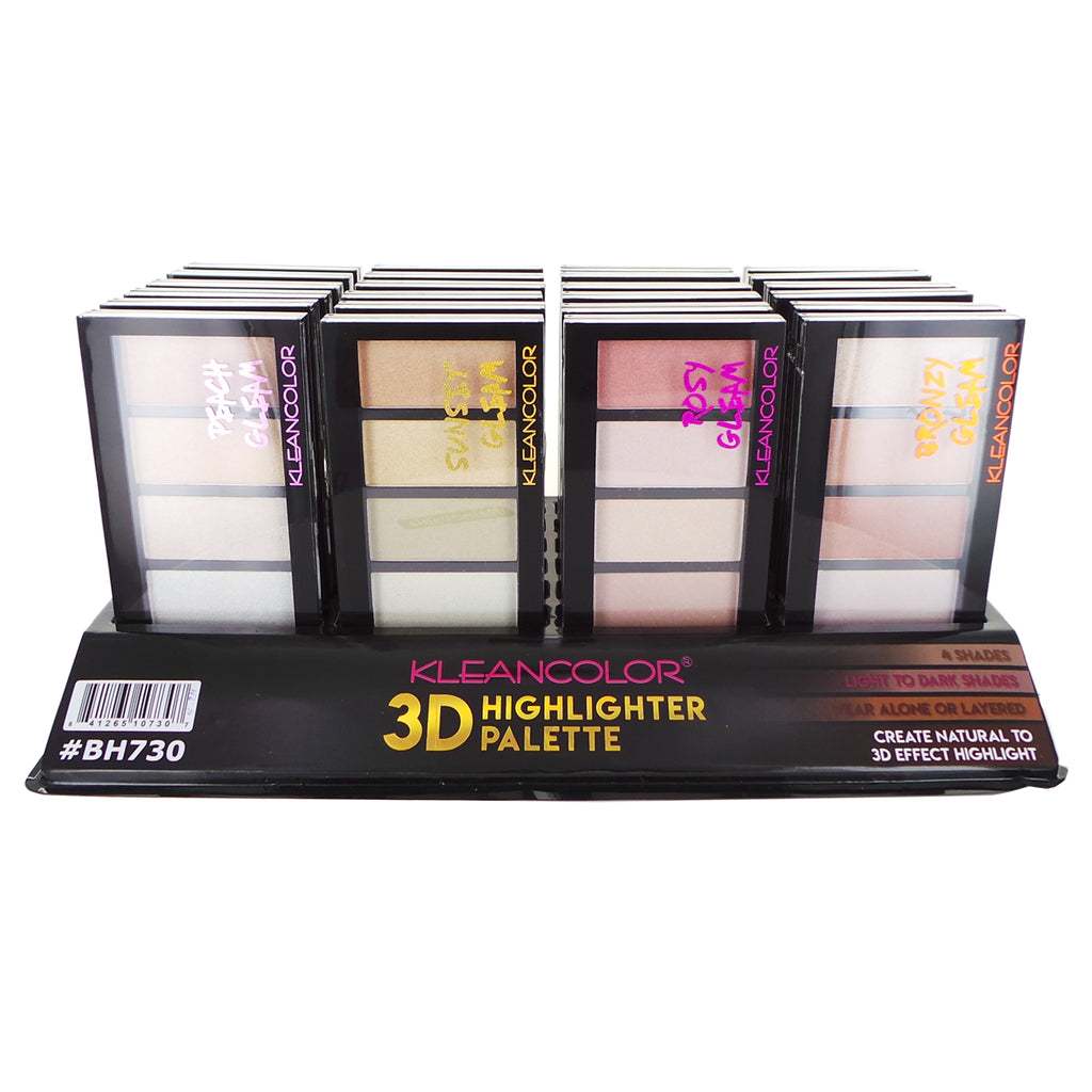KLEANCOLOR 3D Highlighter Palette Display Set, 24 Pieces