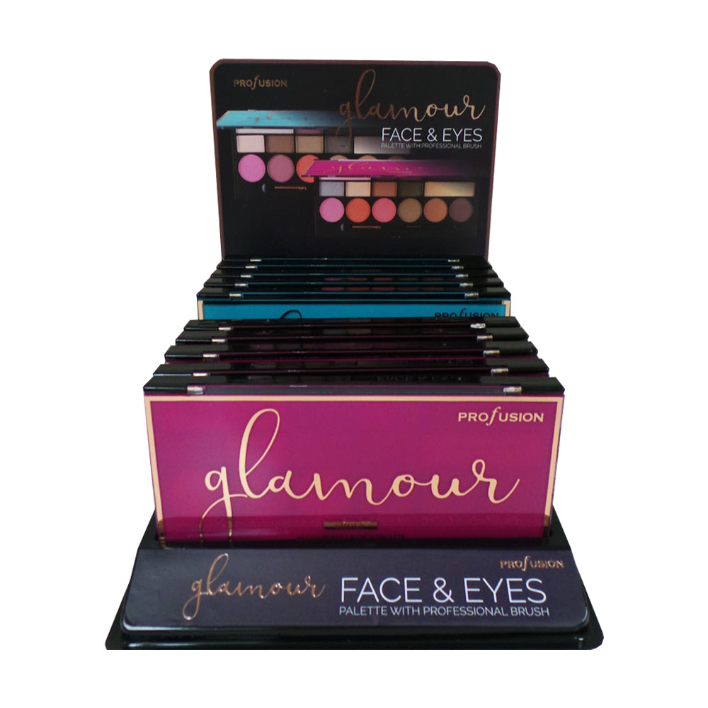 PROFUSION Glamour 16 Color Face & Eyes Palette Display Set, 10 pcs