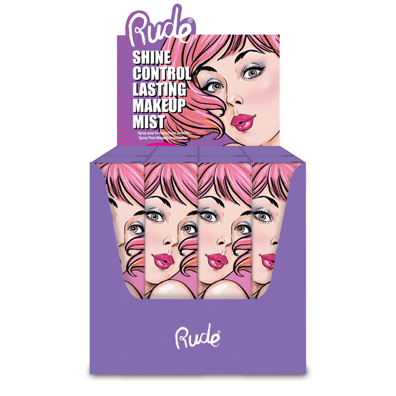 RUDE Shine Control Lasting Makeup Mist Display Set, 12 Pieces