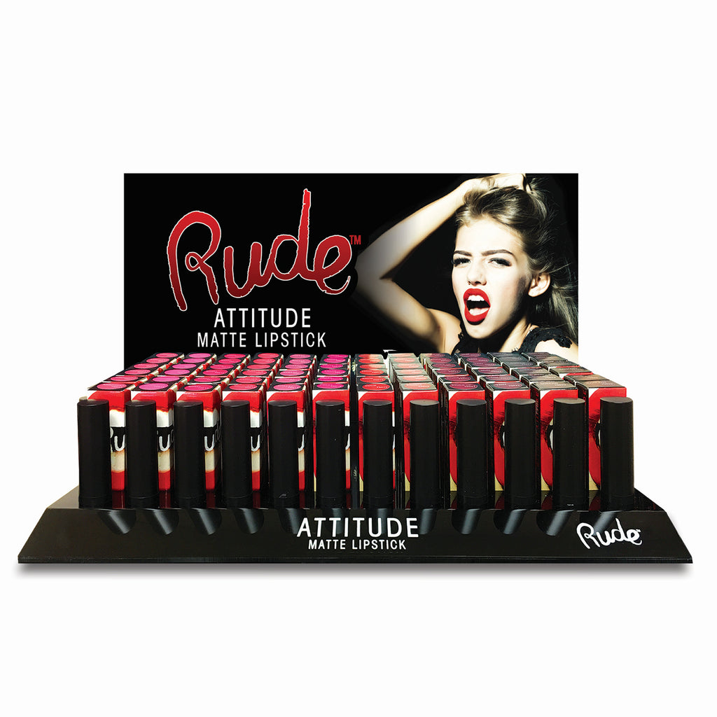 RUDE Attitude Matte Lipstick Acrylic Display Set B, 144 Pieces + 12 Testers