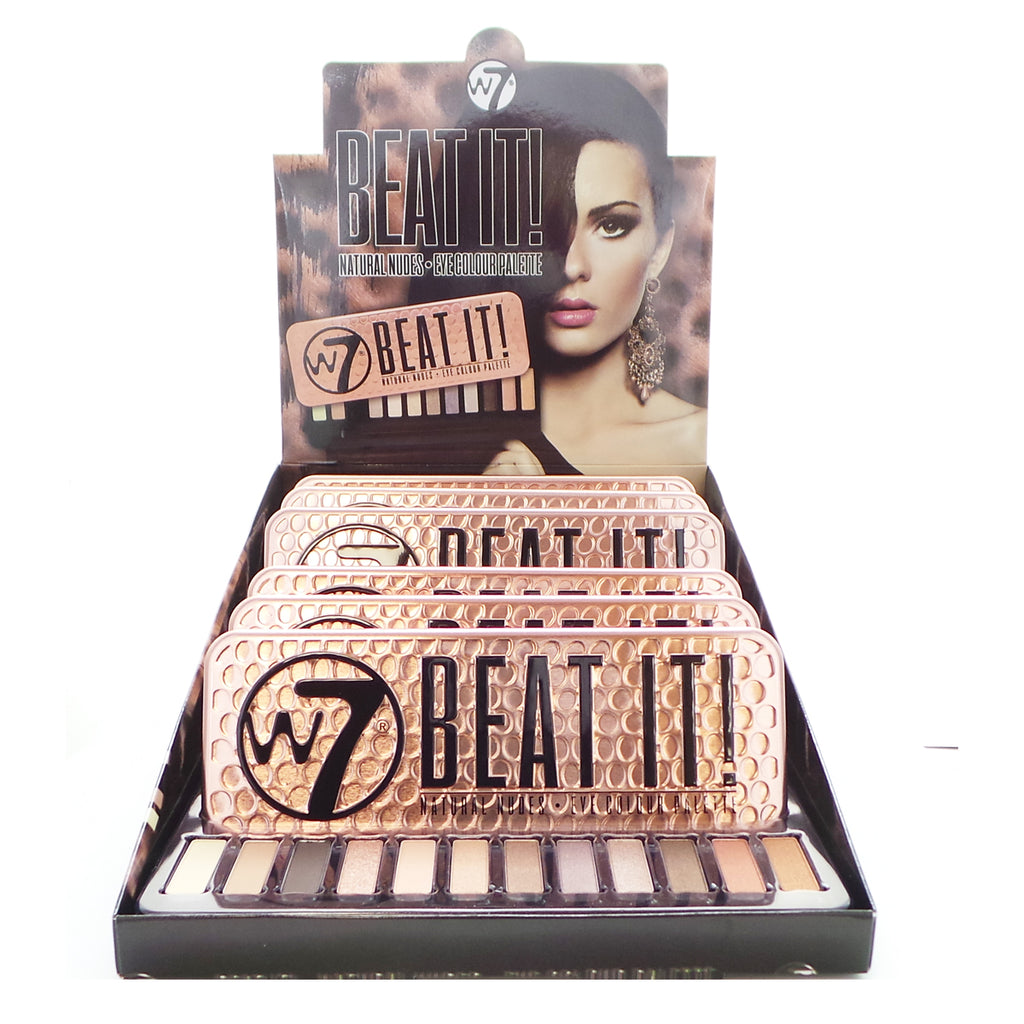 W7 BEAT IT Natural Nudes Eye Colour Palette Display Set, 6 Pieces plus Display Tester