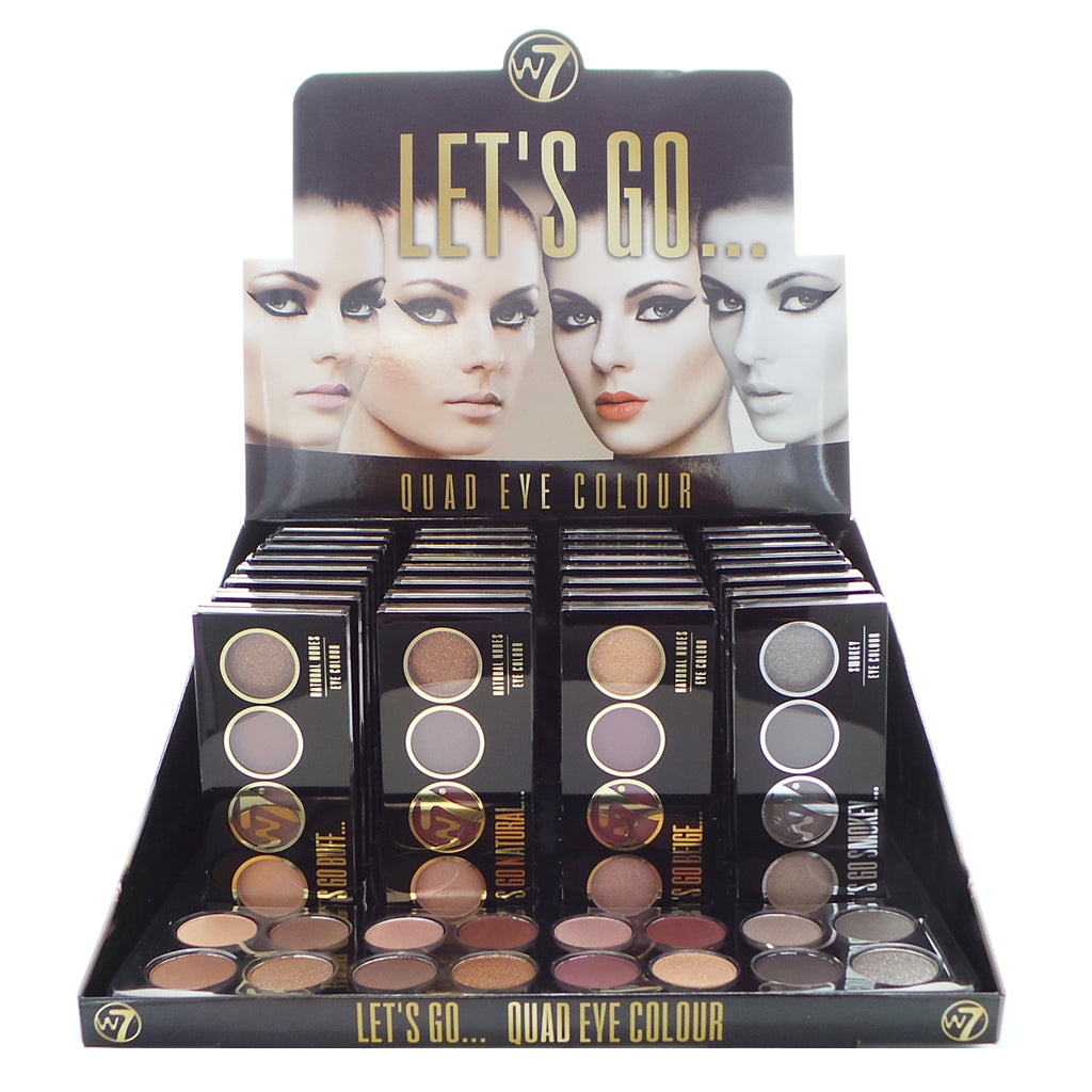 W7 Let's Go Quad Eye Color Display Set, 32 Pieces Plus Display Testers