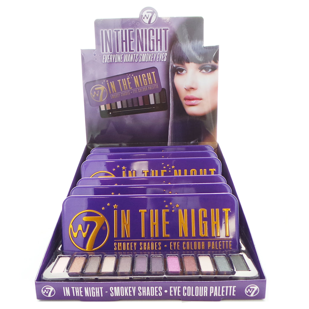 W7 In The Night Smokey Shades Eye Colour Palette Display Set, 6 Pieces plus Display Tester