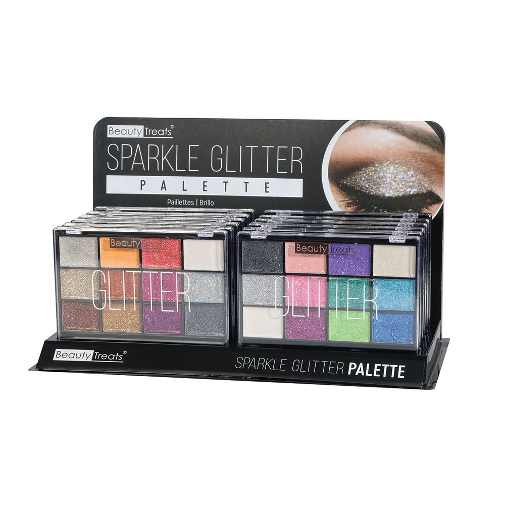 BEAUTY TREATS Sparkle Glitter Palette Display Case Set 12 Pieces
