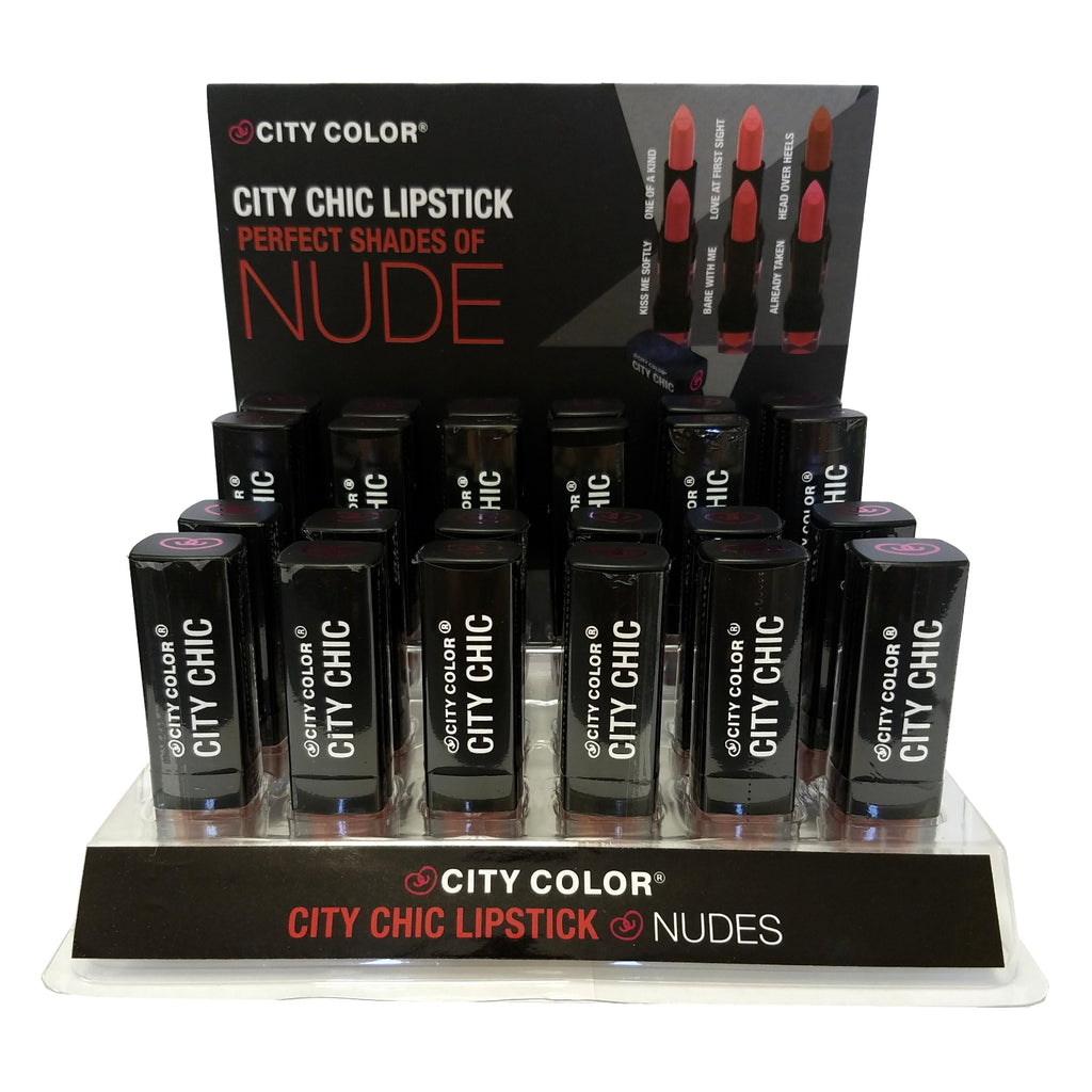 CITY COLOR City Chic Lipstick Nudes DISPLAY CASE 24 Pieces - L0008D